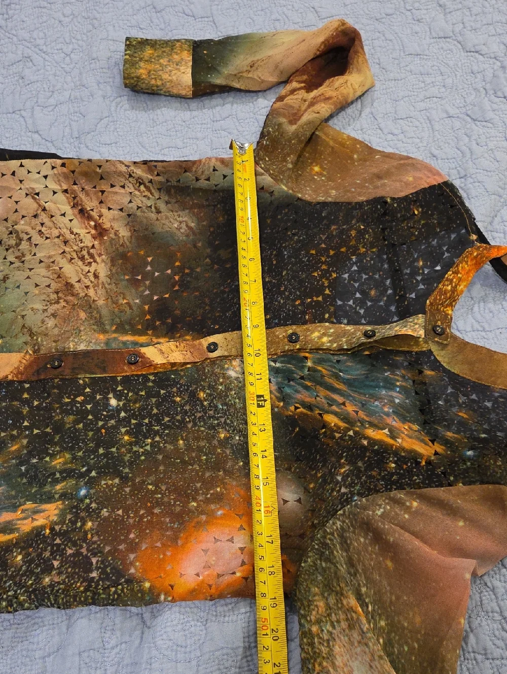 Anama Multicolor Sheer Printed Button-Up Blouse Size M! - Picture 9 of 10
